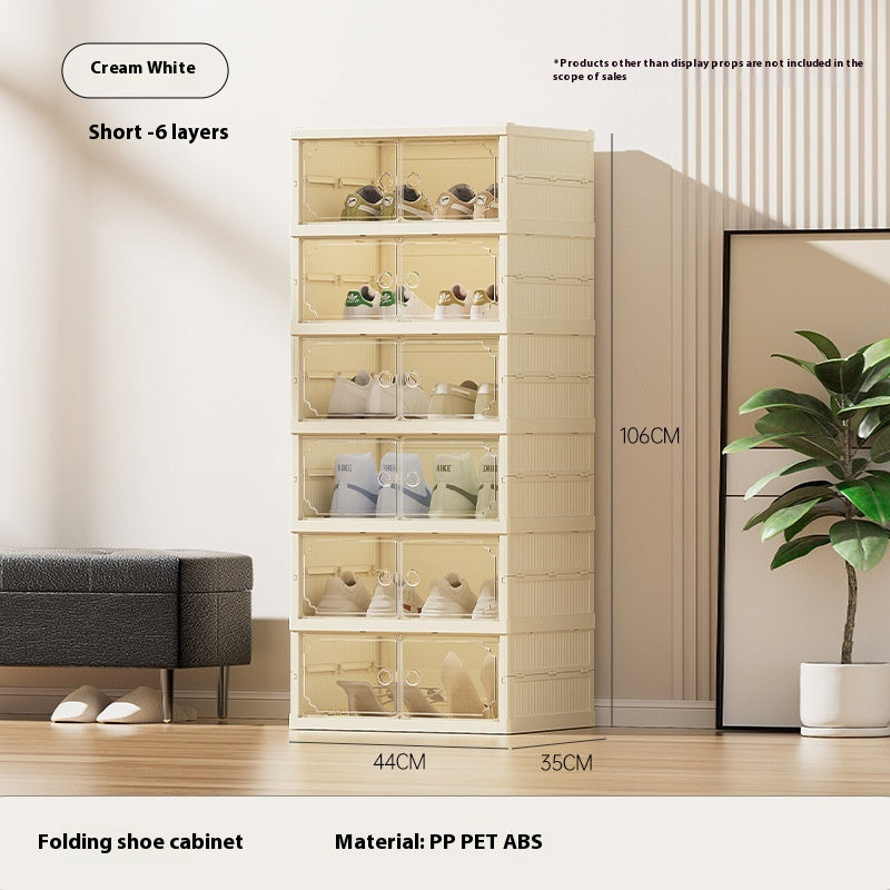 DV Essentials Modular Transparent Shoe Cabinet — Foldable Stackable Storage System