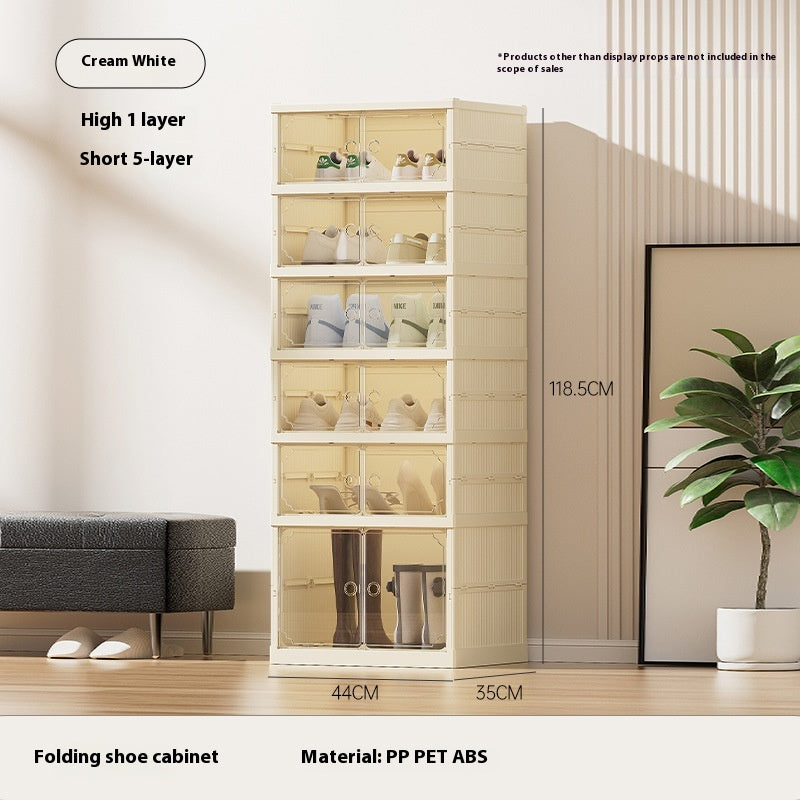 DV Essentials Modular Transparent Shoe Cabinet — Foldable Stackable Storage System
