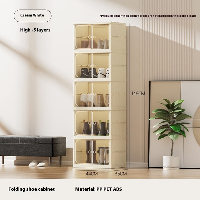 DV Essentials Modular Transparent Shoe Cabinet — Foldable Stackable Storage System