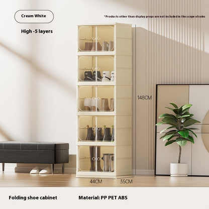 DV Essentials Modular Transparent Shoe Cabinet — Foldable Stackable Storage System