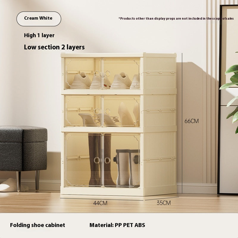 DV Essentials Modular Transparent Shoe Cabinet — Foldable Stackable Storage System