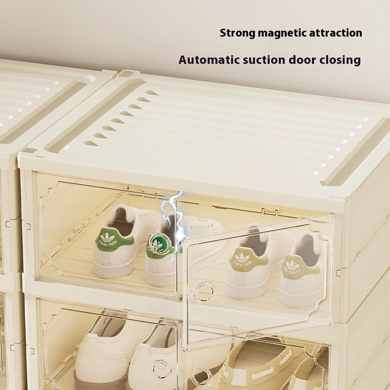 DV Essentials Modular Transparent Shoe Cabinet — Foldable Stackable Storage System