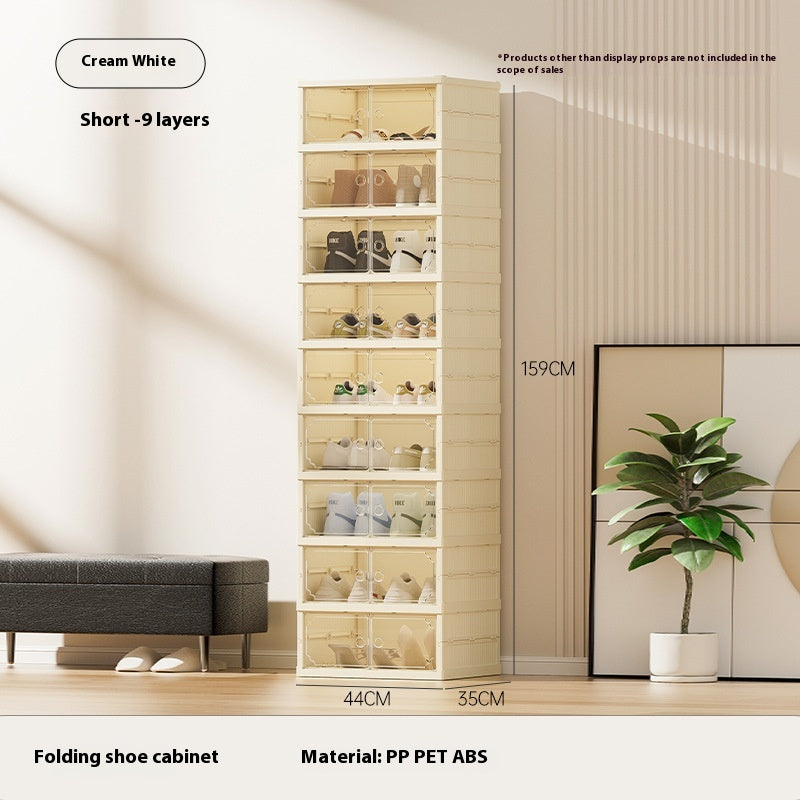 DV Essentials Modular Transparent Shoe Cabinet — Foldable Stackable Storage System