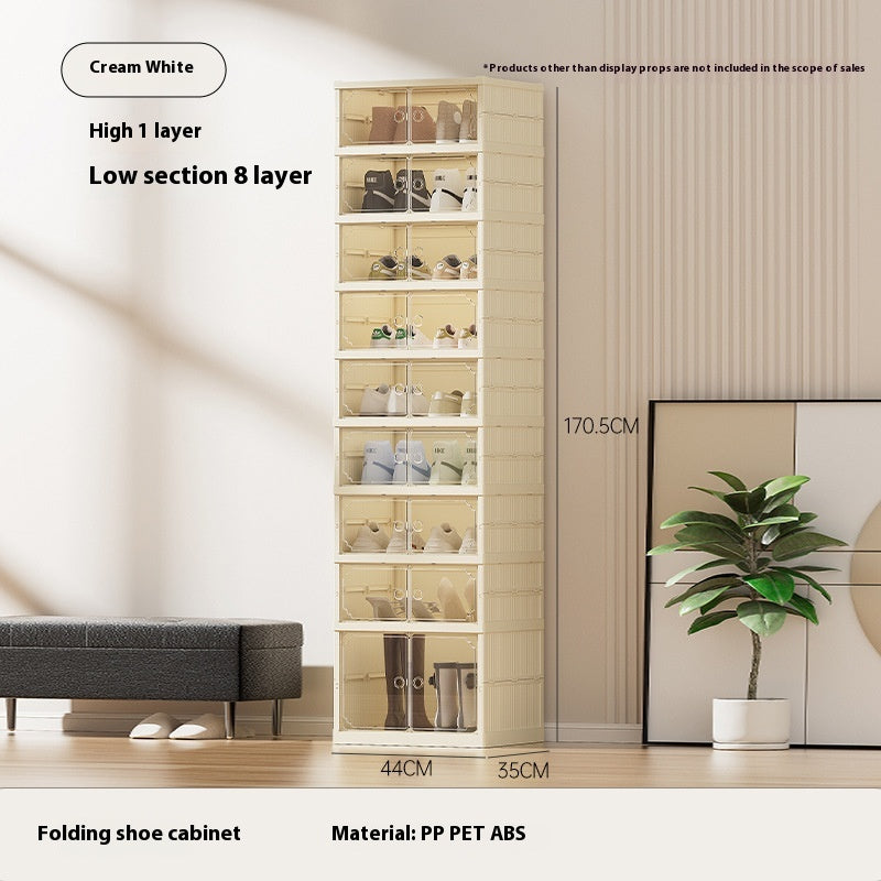 DV Essentials Modular Transparent Shoe Cabinet — Foldable Stackable Storage System