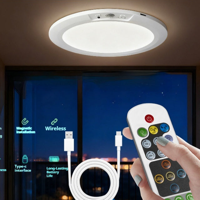 DV Essentials Smart Ambient Flush Mount Ceiling Light — Dimmable LED with Remote Control