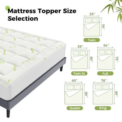 DV Essentials Bamboo Cooling Mattress Pad — Thickened Quilted Protector with Viscose Fiber Fill