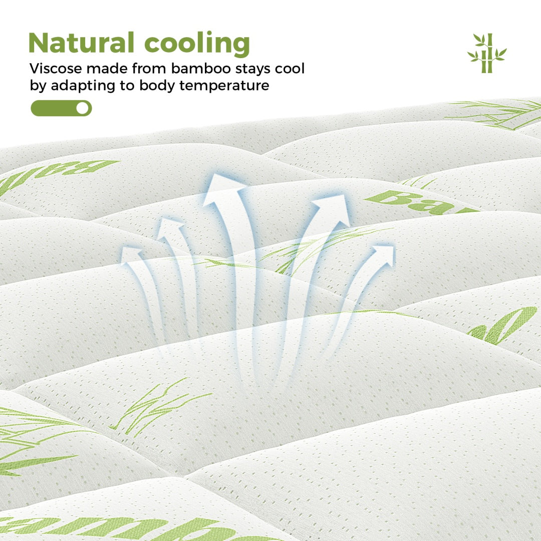 DV Essentials Bamboo Cooling Mattress Pad — Thickened Quilted Protector with Viscose Fiber Fill