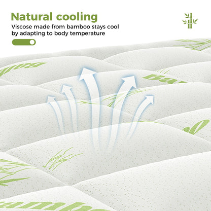 DV Essentials Bamboo Cooling Mattress Pad — Thickened Quilted Protector with Viscose Fiber Fill