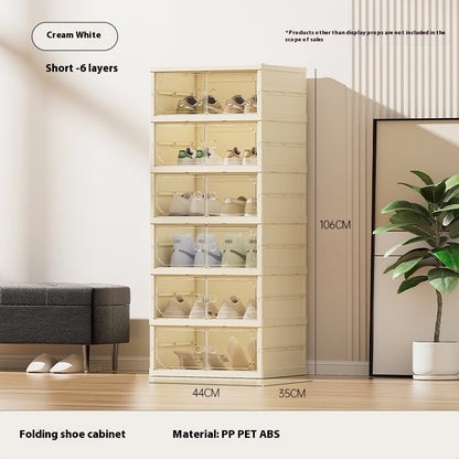DV Essentials Modular Transparent Shoe Cabinet — Foldable Stackable Storage System