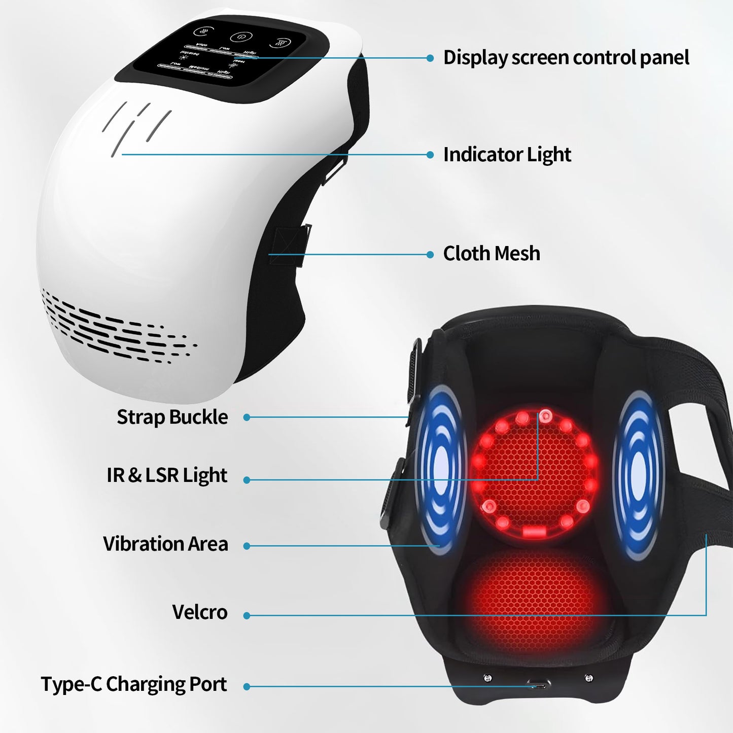 DV Essentials Heated Knee Massager — Infrared Vibration Therapy with Rechargeable Design