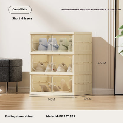 DV Essentials Modular Transparent Shoe Cabinet — Foldable Stackable Storage System