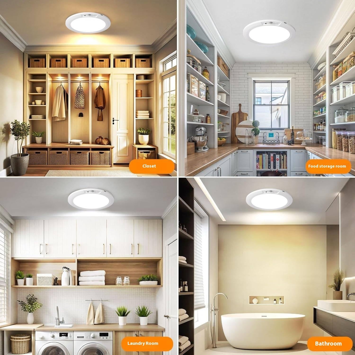 DV Essentials Smart Ambient Flush Mount Ceiling Light — Dimmable LED with Remote Control