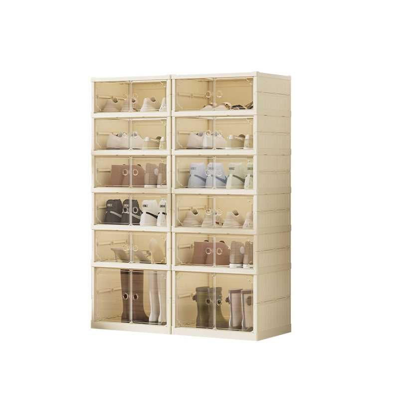 DV Essentials Modular Transparent Shoe Cabinet — Foldable Stackable Storage System