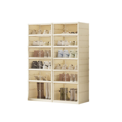 DV Essentials Modular Transparent Shoe Cabinet — Foldable Stackable Storage System