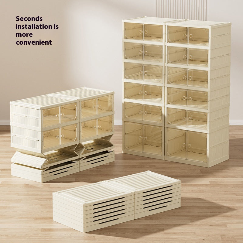 DV Essentials Modular Transparent Shoe Cabinet — Foldable Stackable Storage System