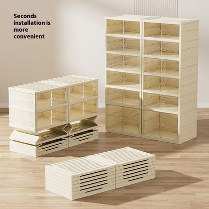 DV Essentials Modular Transparent Shoe Cabinet — Foldable Stackable Storage System