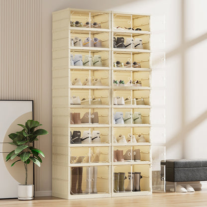 DV Essentials Modular Transparent Shoe Cabinet — Foldable Stackable Storage System